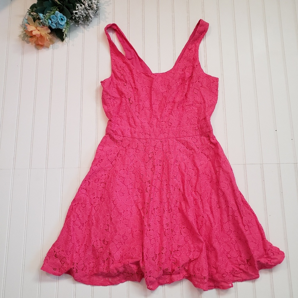 Aeropostale bright pink floral tankyou dress mini